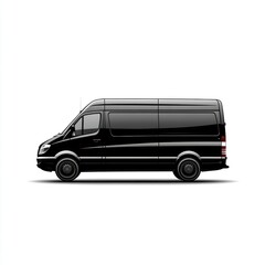 Black cargo van isolated on white background.