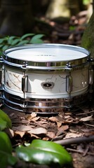 Obraz premium Remains of a white drum in the middle of a garden path 