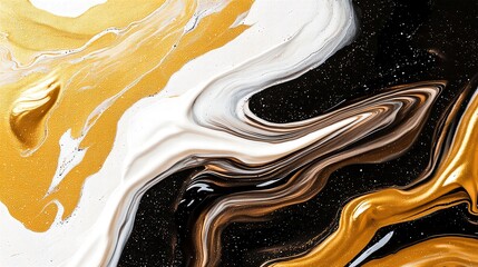 A visually striking abstract painting characterized by bold, swirling patterns and a unique fusion of metallic and stone colors. This artwork exudes energy and creativity, making it an ideal choice