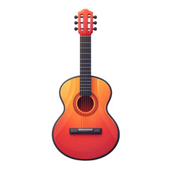 Obraz premium Red icon of Guitar isolated on a transparent background Minimalist flat icon, vector logo style sign clipart on a no background png