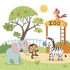 Fototapeta premium zoo with animals