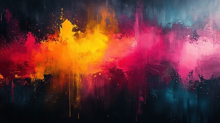 Abstract painting, vibrant colors, textured canvas.