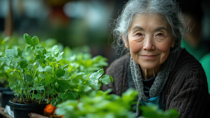 Elderly patients enjoying a gardening session as part of a care program at their residence