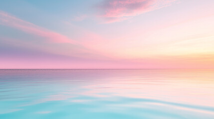 Obraz premium A serene infinity pool at dusk, with calm water reflecting a gradient pastel sky