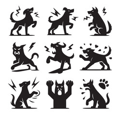 Aggressive dog silhouettes.