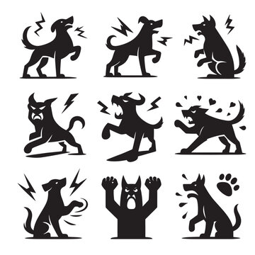 Aggressive dog silhouettes.