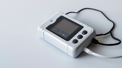 A portable pulse oximeter with a lightweight design, placed on white.