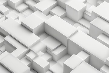 Abstract white geometric background with 3D cubes.