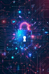 Obraz premium Abstract scheme with abstract cyber protection elements.
