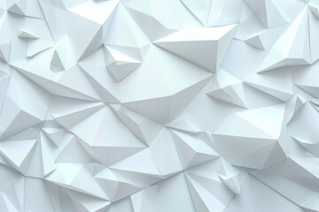 Abstract white geometric background with 3D triangular pattern.