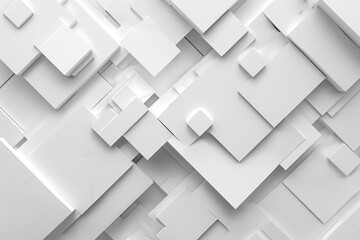 Obraz premium Abstract white geometric background with overlapping squares and rectangles.