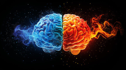 Abstract Digital Brain: A Vibrant Representation of Thought and Innovation in Technology