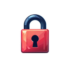 Red icon of Lock isolated on a transparent background Minimalist flat icon, vector logo style sign clipart on a no background png