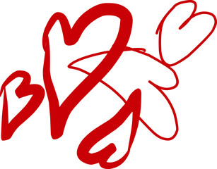 set of Red heart icons in doddle style on white background. Love heart logo illustration
