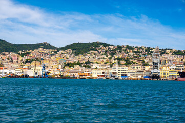Fototapeta premium Architecture of the Old Port area of Genoa. Genoa is the capital of Liguria