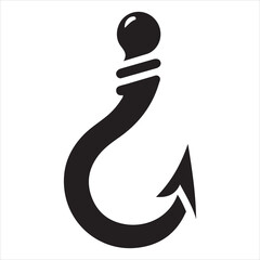 Obraz premium Detailed Black Silhouette Fishing Hook Vector Illustration
