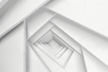 Obraz premium Abstract white geometric pattern forming a tunnel-like perspective.