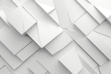 Obraz premium Abstract white geometric pattern of overlapping rectangular and triangular shapes.