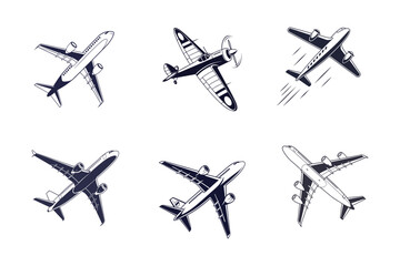 Airplane silhouette on white background vector illustration