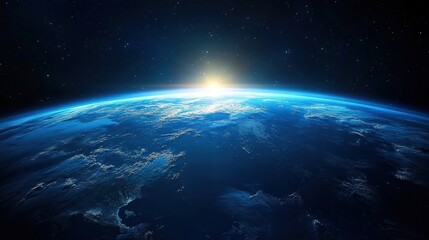 Fototapeta premium Stunning Earthrise Over Horizon Captured in High Definition, Showcasing Vibrant Colors and Starry Sky, Perfect for Nature and Science Projects