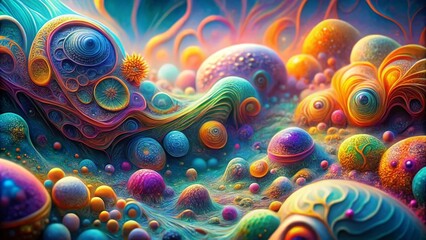Dreamy Abstract Art: Colorful Organic Shapes, Vibrant Background, Surreal Painting