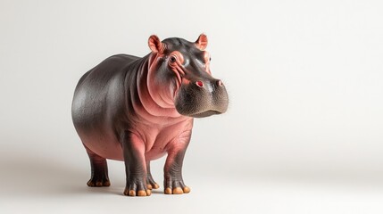 Obraz premium A large hippopotamus stands on a white background.