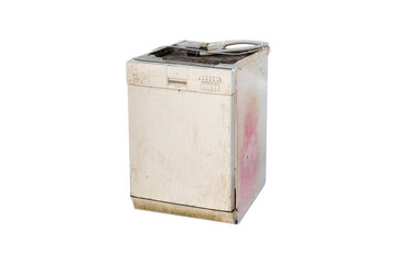 Old dishwasher electronic scrap isolated on transparent background
