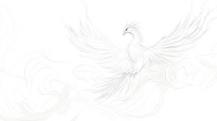 Obraz premium Majestic Phoenix Soaring Through White Clouds