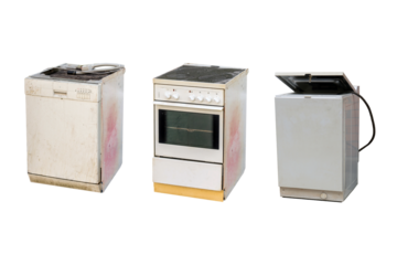 Old electrical appliances isolated on transparent background