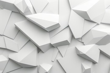 Obraz premium Abstract white geometric shapes, fragmented, 3D rendered background texture.