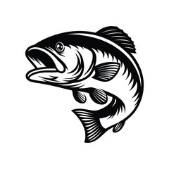 Bass Fish Design Vector Silhouette Illustration