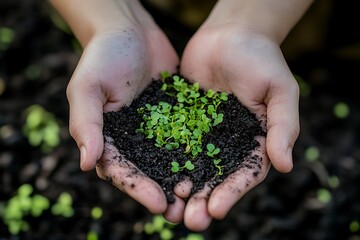 Hand holding small tree for planting. plant growing on soil. with sunlight. concept green world. nature conservation