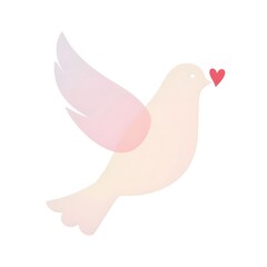 A minimalist illustration of a dove holding a heart. Perfect for Valentine's Day greetings and cards.