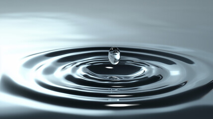Water droplet impact creating ripples close-up nature calm environment macro view fluid dynamics concept