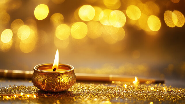 Lighting a candle for diwali celebration indoor setting photography warm atmosphere close-up view festival of lights