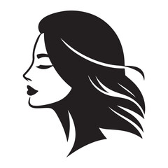 Elegant Woman Profile Silhouette Illustration for Beauty Salon Design