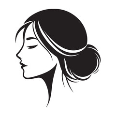 Side Profile of Woman with  Stylish Bun Hairstyle Illustration