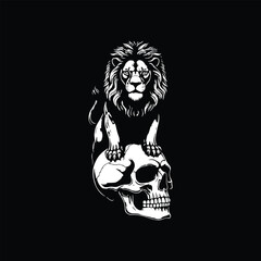 Lion Skull Illustration Modern Creative Design Logo