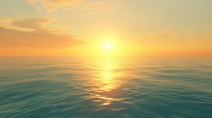 Fototapeta premium Tranquil Ocean Sunrise Over Calm Waters and Golden Horizon