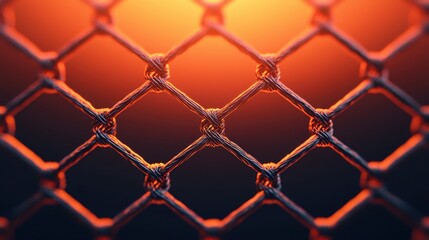 Fototapeta premium Close-Up of Intricate Wire Mesh with Warm Backlight Glow