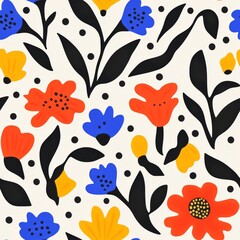 Bold Polka Dot Floral Pattern with Vibrant Colors