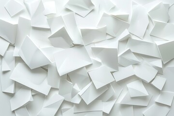 Abstract white paper shapes background.