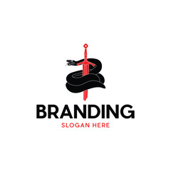 Snake Sword Silhouette Modern Simplicity Icon Design Logo