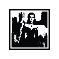 Woman Silhouette With Castle Illustration Creative Design