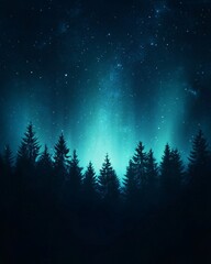 Naklejka premium Mystical Night Sky Over Forest