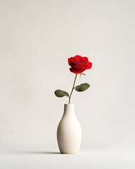 Obraz premium Red Rose in Modern Vase