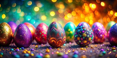 Easter Eggs Drone Photography Bokeh Glitter Wallpaper Background Design