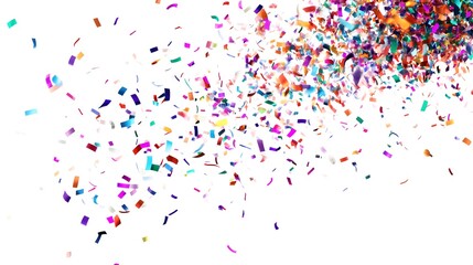 Colorful Confetti Falling On White Background