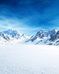 Obraz premium Snowy Mountain Landscape with Clear Blue Sky