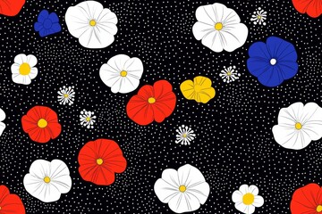 Bold Polka Dot Floral Pattern with Vibrant Colors